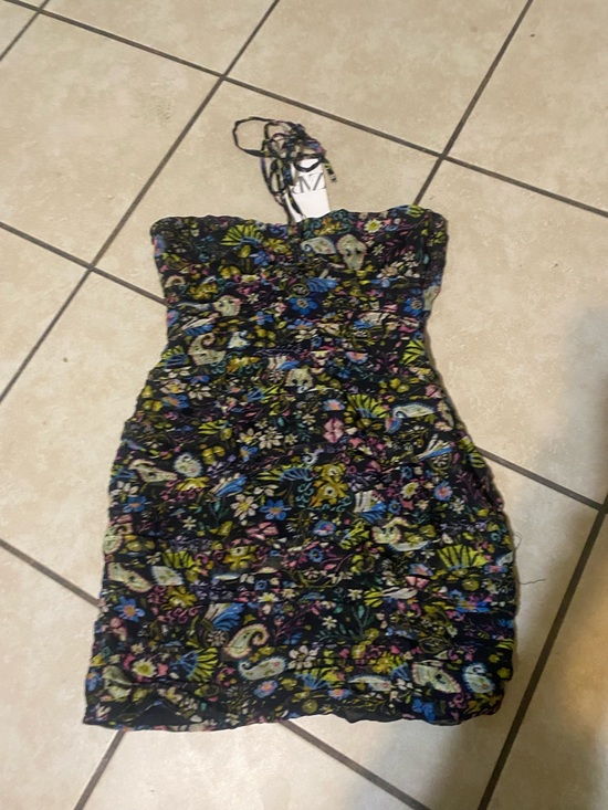 Zara Dresses & Skirts - Zara Black Floral Strapless Mini Dress